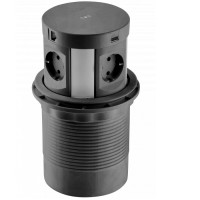 AE-BPW4S120P-20 Удлинитель GTV COMFORT PLUS 120мм 4 розетки SCHUKO 2xUSB 2,4A 2xRJ45 WC 5W , Черный