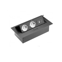  AE-PBU02GS-20 Подовжувач GTV SCHUKO 2xUSB Чорний