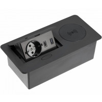 AE-PB1SAVAP-20 Удлинитель GTV AVARO PLUS 1 розетка SCHUKO USB A+C WC 5W провод 1,5м Черный