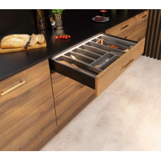 514.15.304 Комплект висувних шухляд Hafele  Matrix Box S Slim 199/450 мм з дотягом  Чорний 