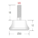 104-72-02-301 Опора Mesan Bingo M8*30*12 мм регульована  Метал+пластик, Чорний 