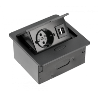 AE-PB1SAVA-20N Подовжувач GTV AVARO 1 розетка SCHUKO USB A+C провід 1,5м Чорний 