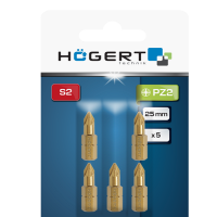 HT1S385 Бита PZ2 HOGERT сталь S2/25 мм покрытие нитридом титана (5 шт)