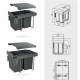 PB-45-MF002X20-60A Відро для сміття GTV для кухонних шаф 400 мм 2х20л з кріпленням Графіт