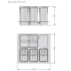 PB-AS-600-1X15L-3X7L Сегрегатор Axispace 600мм, 4 ємності, (1X 15л + 4X 7л) графіт