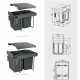 PB-45-MF002X20-60A Відро для сміття  GTV 400мм 20*2 з кріпленням до фасаду Графіт 