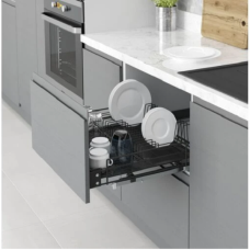 S-2034-А Cушка для посуду висувна Starax 900 мм на тандем Blum (860-880*520*185), Антрацит 