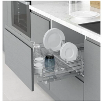 S-2032-C Cушка для посуду висувна Starax 700 мм на тандем Blum (660-680*520*185), Хром 