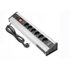 AE-PBMUL6S6U-53 Подовжувач накладний прямокутний MULTI, 6xSCHUKO, 4xUSB порт, 2xUSB/5V, вилка провід