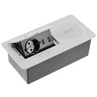 AE-PB1SAVAP-53 Подовжувач GTV AVARO PLUS 1 розетка SCHUKO USB А+С WC 5W провід 1,5м Алюміній