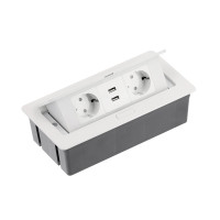 AE-PBSUC2GS-10 Удлинитель для офиса SOFT 2 розетки SCHUKO 2xUSB провод 1,5м с вилкой Белый