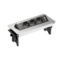 AE-PBC3GS-51BK Удлинитель GTV без корпуса 3 розетки SCHUKO провод 1,5м Сталь EOL