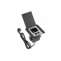 AE-GM1SFLI-20 Подовжувач GTV квадратний FLIP, 1xSCHUKO, 2xUSB, 1xLAN, кабель з вилкою 1,5м,  Чорний 