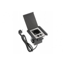 AE-GM1SFLI-20 Подовжувач GTV квадратний FLIP, 1xSCHUKO, 2xUSB, 1xLAN, кабель з вилкою 1,5м,  Чорний 