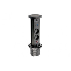 AE-BPW2SCAM-20 Подовжувач GTV CAMINO 100мм 2 розетки SCHUKO USB A+C QC WC 10W провід 1,5м Чорний
