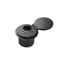 AE-BPW1SACP-20 Подовжувач GTV CHARGER PLUS 1 розетка SCHUKO USB A+C WC (змінні USB, RJ45 HDMI), Чорний 