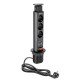 AE-BPW3S60U-20 Подовжувач GTV d 60 SCHUKO на 3 розетки, 2xUSB  висувний Чорний