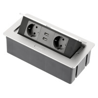 AE-PBSUC2GS-53 Подовжувач для офісу GTV SOFT 2 розетки SCHUKO 2xUSB провід 1,5м з вилкою Алюміній 
