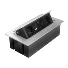 AE-PBSURH2GS-53 Подовжувач GTV MULTISOFT 2 розетки SCHUKO USB А+С + HDMI провід 1,5м з вилкою Алюміній