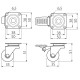 KM-AH35MM-00 Ролик меблевий GTV KMA d= 35 мм H-51мм з площадкою зі стопором  Прозорий 